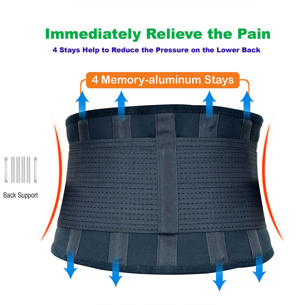 Back Brace with Aluminum Stays and Dual Adjustable Straps - Pack