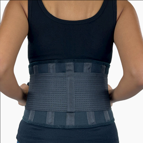 Black Back Brace with Aluminum Stays and Dual Adjustable Straps - Pack of 6